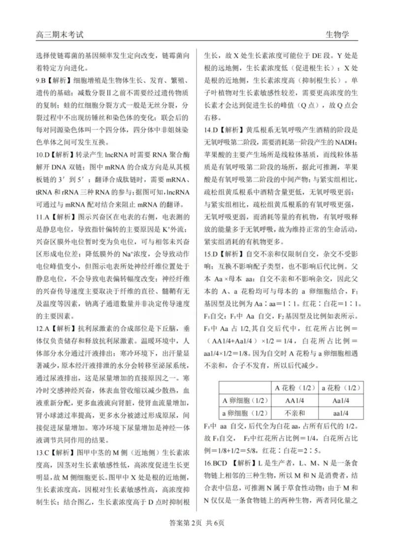 龙江教育联盟2026年1月高三上学期期末考试生物答案(1)_2026年1月_260116黑龙江省龙江教育联盟2026年1月高三上学期期末考试（全科）
