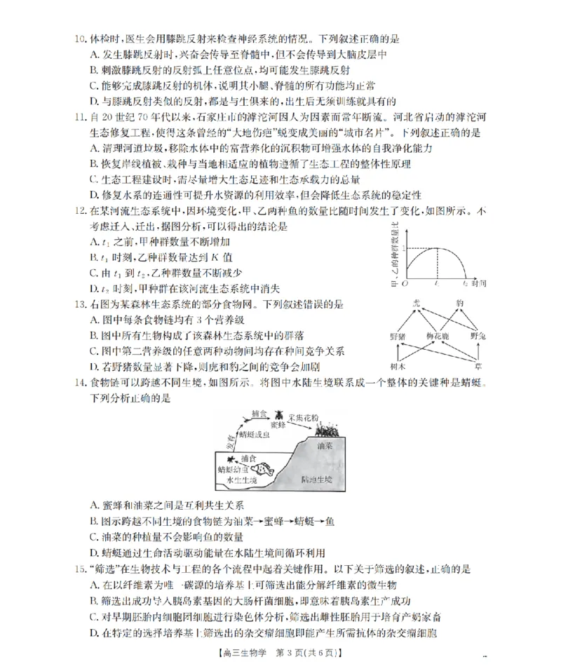 鄂州市2026届高三上学期第三届普通高中教师专业能力测试（解题大赛）+生物_2025年10月_251020鄂州市2026届高三上学期第三届普通高中教师专业能力测试（解题大赛）（全科）