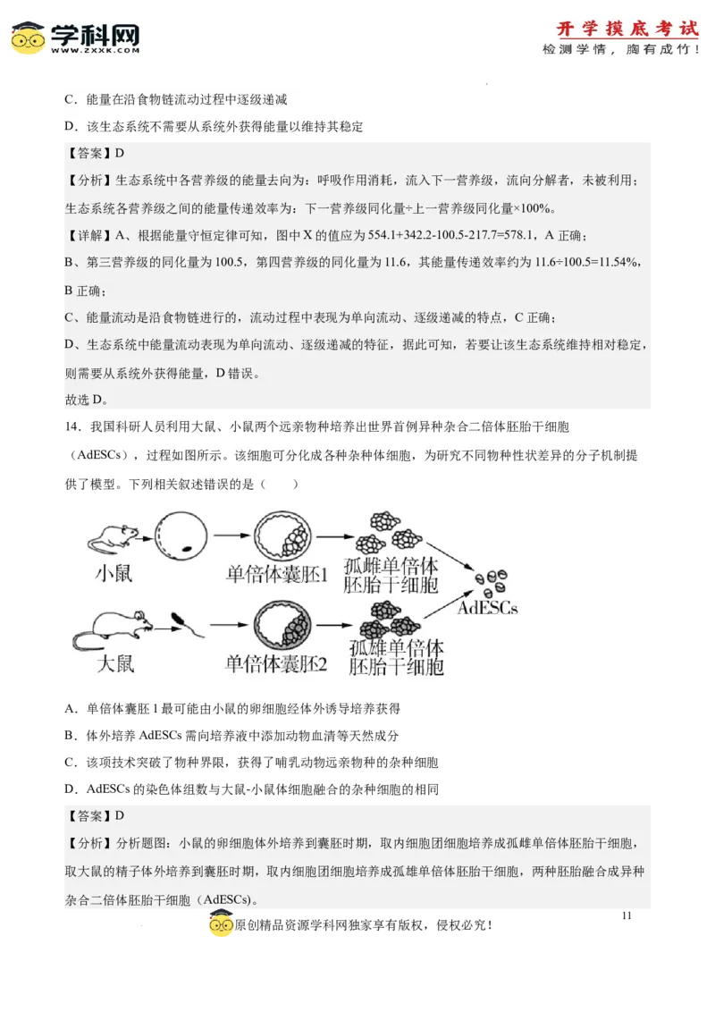 生物（北京卷）（全解全析）_2024届新高三开学摸底考试卷_生物-2024届新高三开学摸底考试卷_生物-2024届新高三开学摸底考试卷（北京卷）