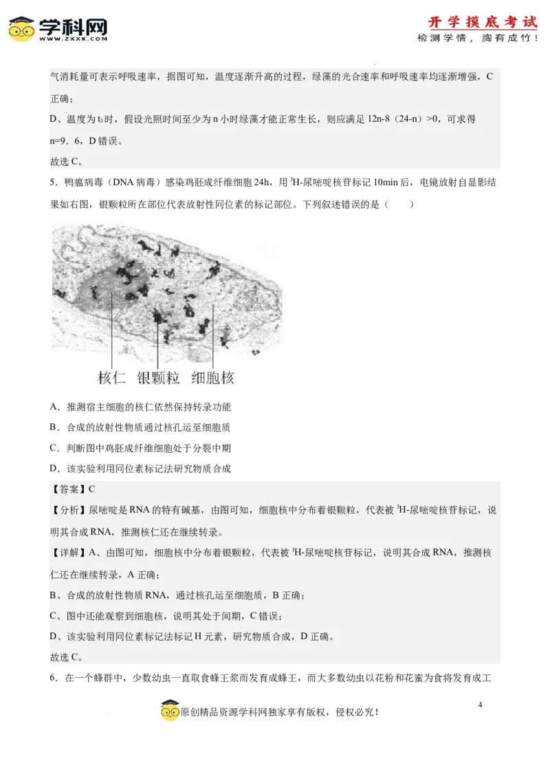 生物（北京卷）（全解全析）_2024届新高三开学摸底考试卷_生物-2024届新高三开学摸底考试卷_生物-2024届新高三开学摸底考试卷（北京卷）