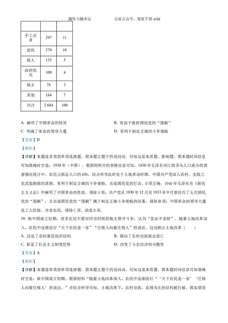 精品解析：2024年湖南高考历史真题（解析版）_高考真题全网收集_历史_2024年新高考湖南卷历史高考真题解析（参考版）
