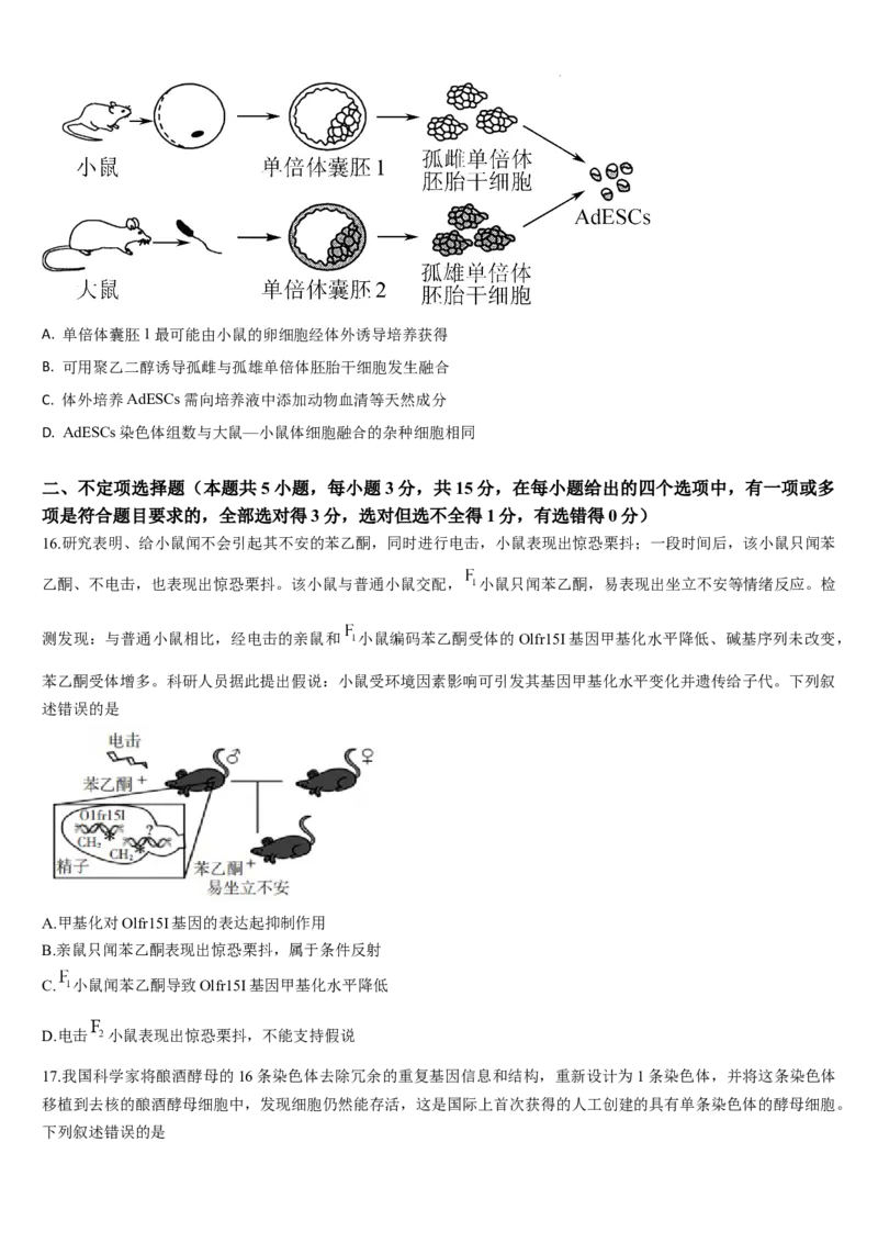 吉林省梅河口市第五中学2023-2024学年高三上学期开学生物试题(1)_2023年9月_029月合集_2024届吉林省梅河口市第五中学高三上学期开学