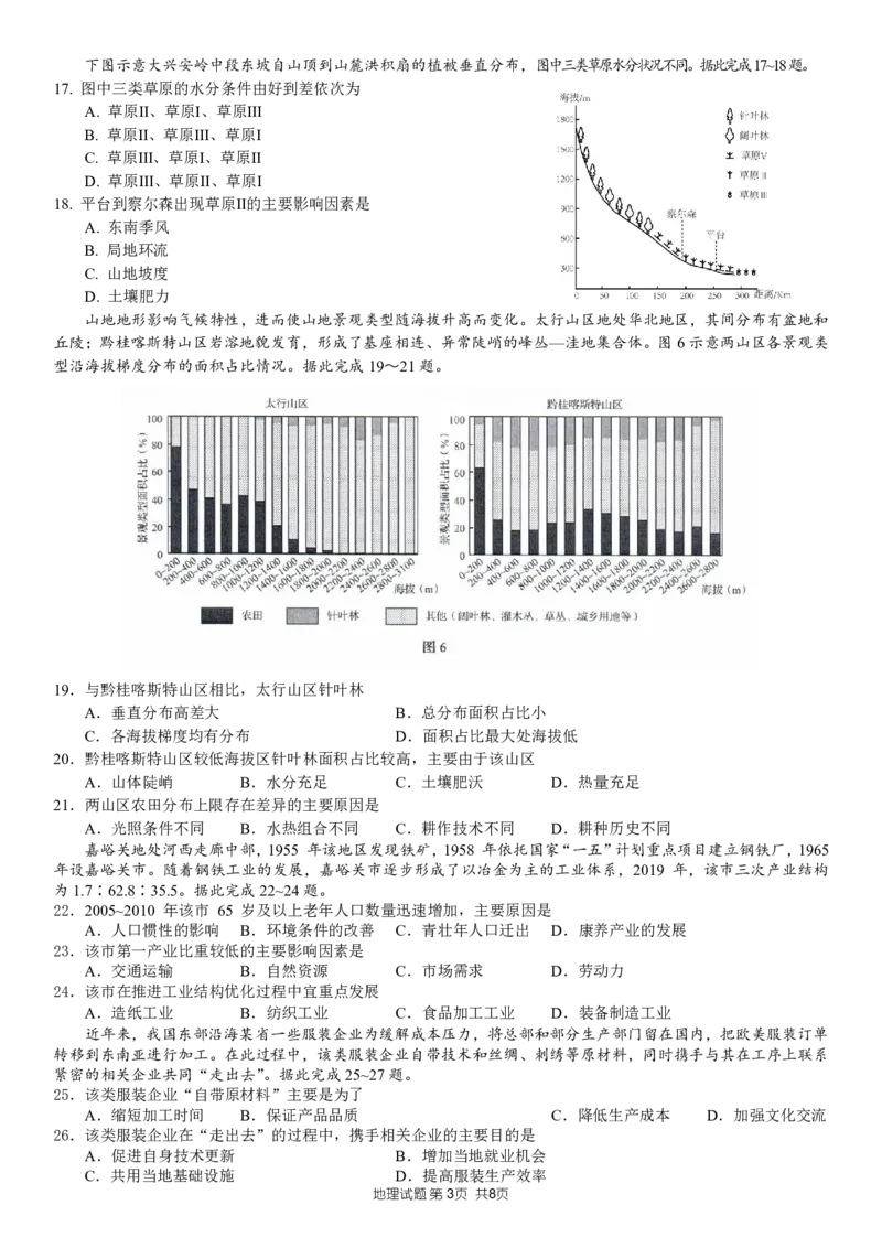 山东省菏泽市定陶区明德学校（山大附中实验学校）2022-2023学年高三上学期开学考试地理试题(1)_2023年8月_028月合集