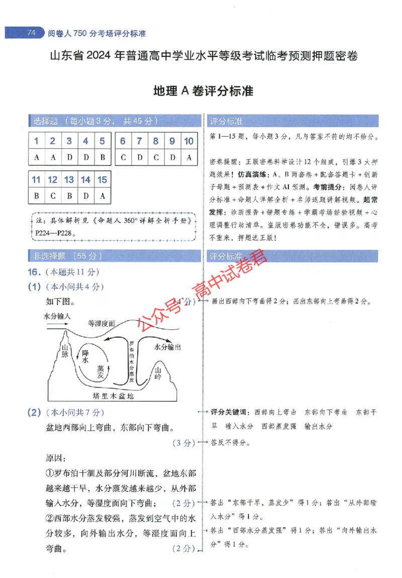 天星教育2024年高考临考预测押题密卷山东专版阅卷人750分考场评分标准_1_2024高考押题卷_12024天星全系列_@@@天星临考押题密卷汇总重复_2024年tx高考临考押题密卷山东专版
