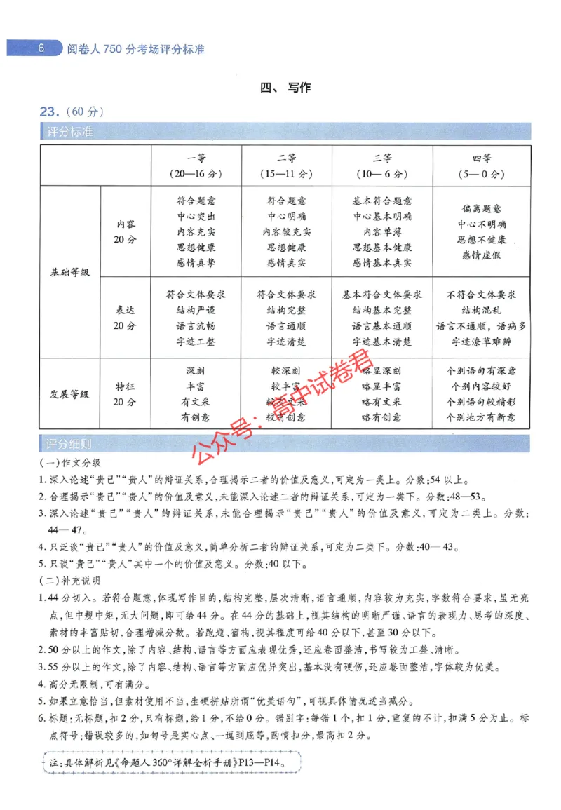 天星教育2024年高考临考预测押题密卷山东专版阅卷人750分考场评分标准_1_2024高考押题卷_12024天星全系列_@@@天星临考押题密卷汇总重复_2024年tx高考临考押题密卷山东专版