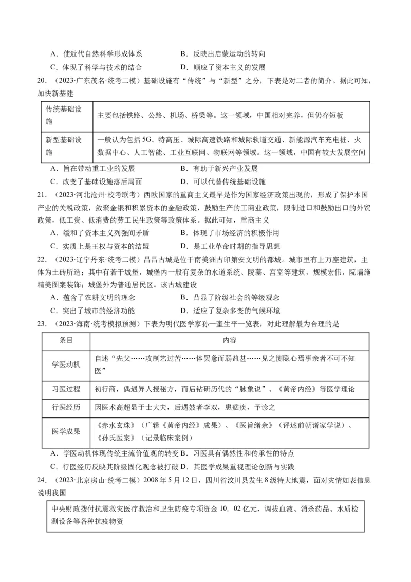 专题15选择性必修内容（原卷卷）_近10年高考真题汇编（必刷）_十年（2014-2024）高考历史真题分项汇编（全国通用）_2023年高考真题和模拟题历史分项汇编（全国通用）