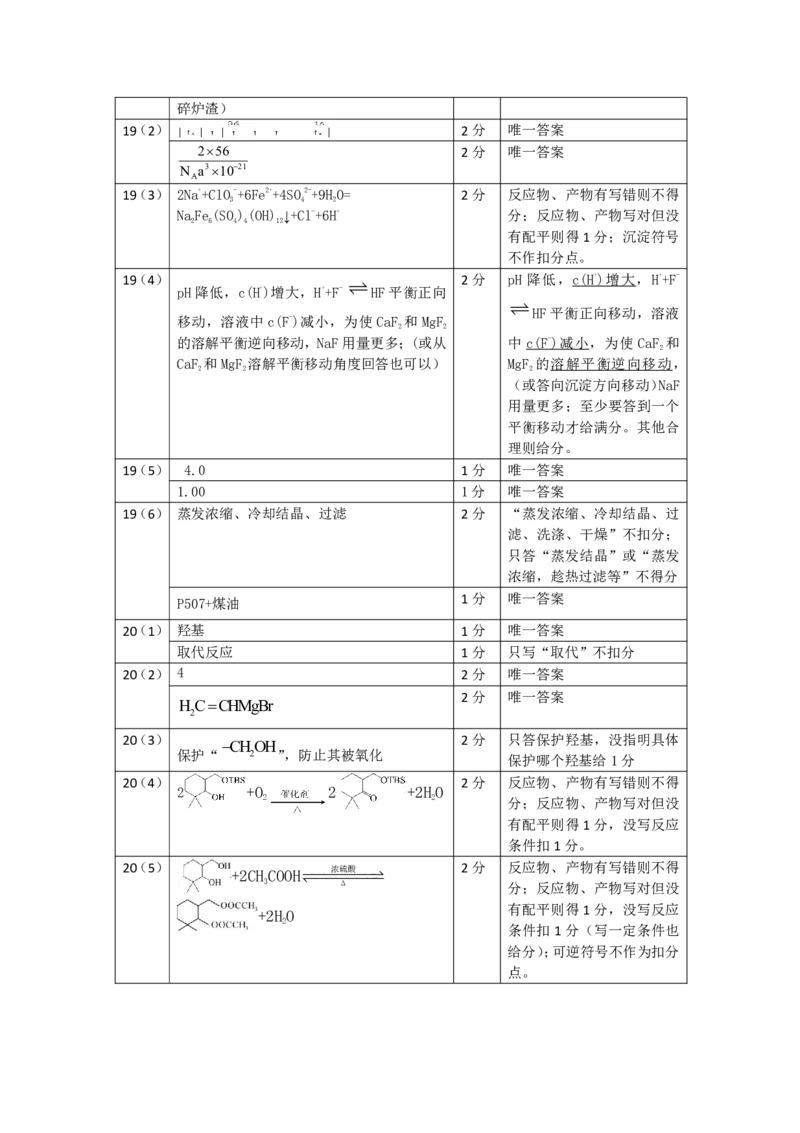化学评分细则(1)_2023年10月_0210月合集_2024届广东省佛山市S7高质量发展联盟高三上学期联考_广东省佛山市S7高质量发展联盟2024届高三上学期联考化学