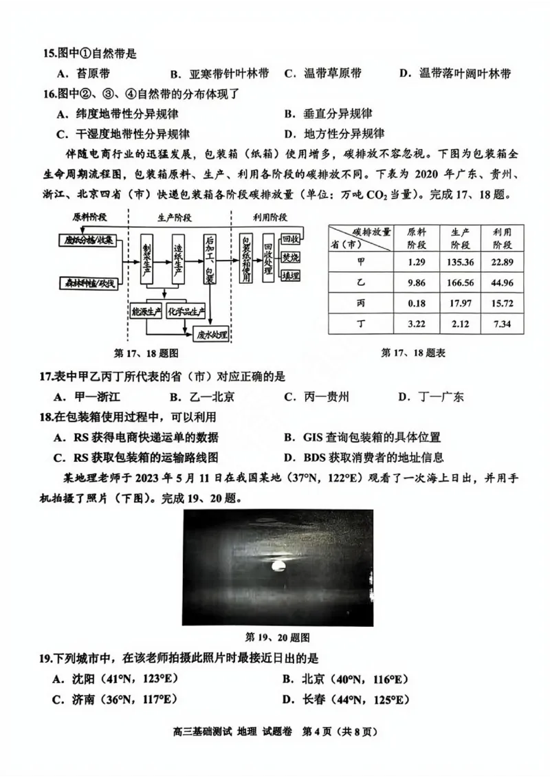 嘉兴高三上(9月基础)-地理试题+答案(1)_2023年10月_01每日更新_3号_2024届浙江省嘉兴高三9月基础测试
