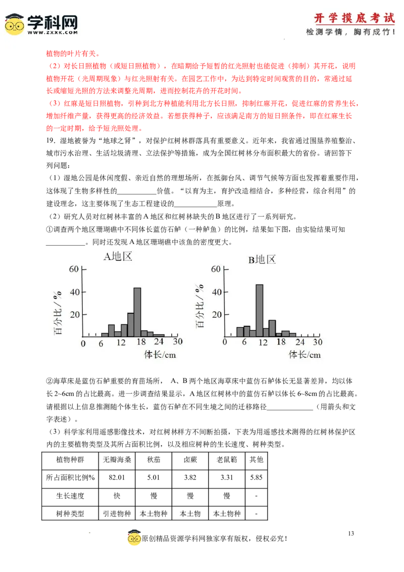 生物-2024届新高三开学摸底考试卷（广东专用）(解析版)_2024届新高三开学摸底考试卷_生物-2024届新高三开学摸底考试卷_生物-2024届新高三开学摸底考试卷（广东专用）