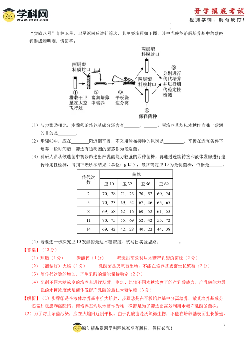 生物-2024届新高三开学摸底考试卷（江西、安徽、贵州、广西、黑龙江、吉林、甘肃七省通用）(解析版)_2024届新高三开学摸底考试卷_生物-2024届新高三开学摸底考试卷