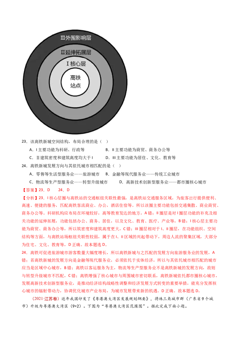 专题10城市和乡村-十年（2014-2023）高考地理真题分项汇编（解析卷）_近10年高考真题汇编（必刷）_十年（2014-2024）高考地理真题分项汇编（全国通用）