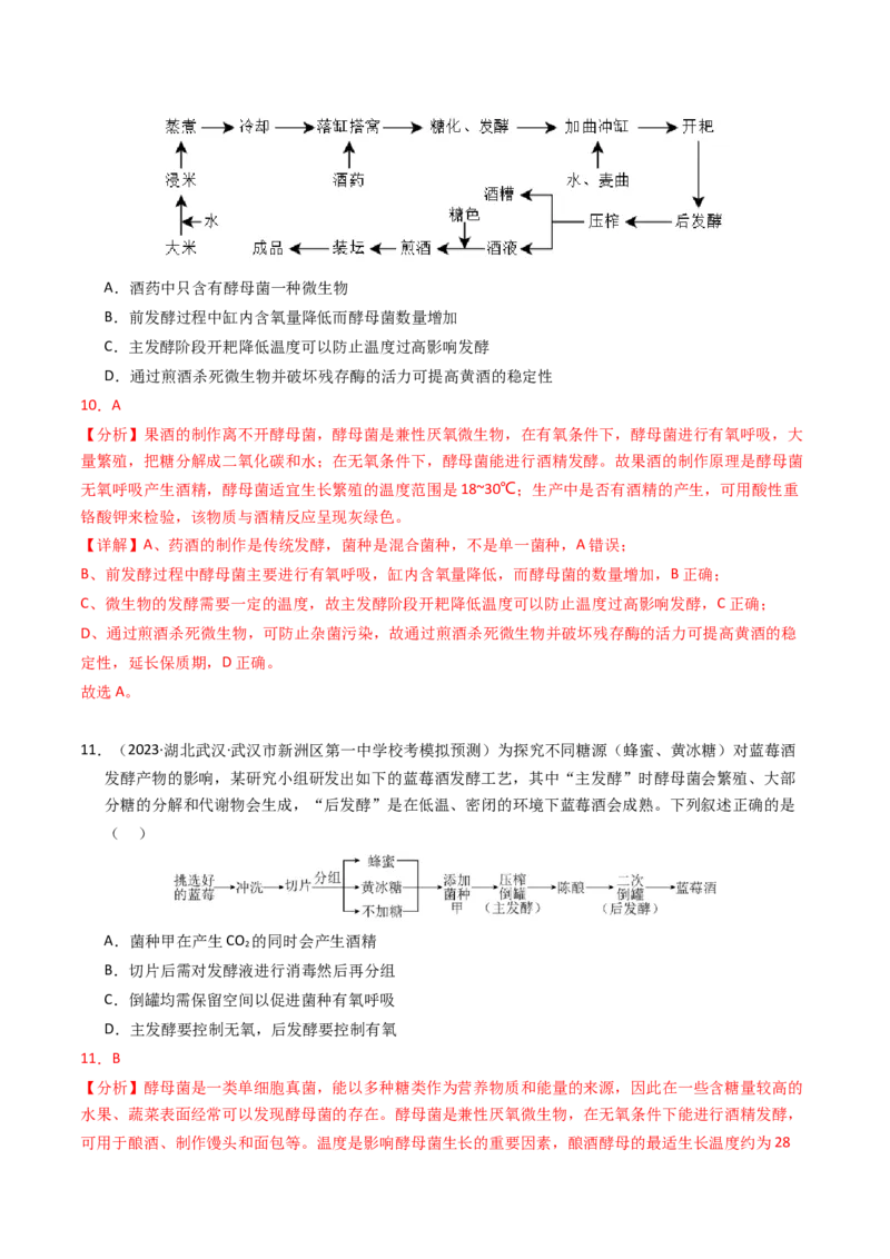 专题17发酵工程（解析卷）_近10年高考真题汇编（必刷）_十年（2014-2024）高考生物真题分项汇编（全国通用）_2023年高考真题和模拟题生物分项汇编（全国通用）