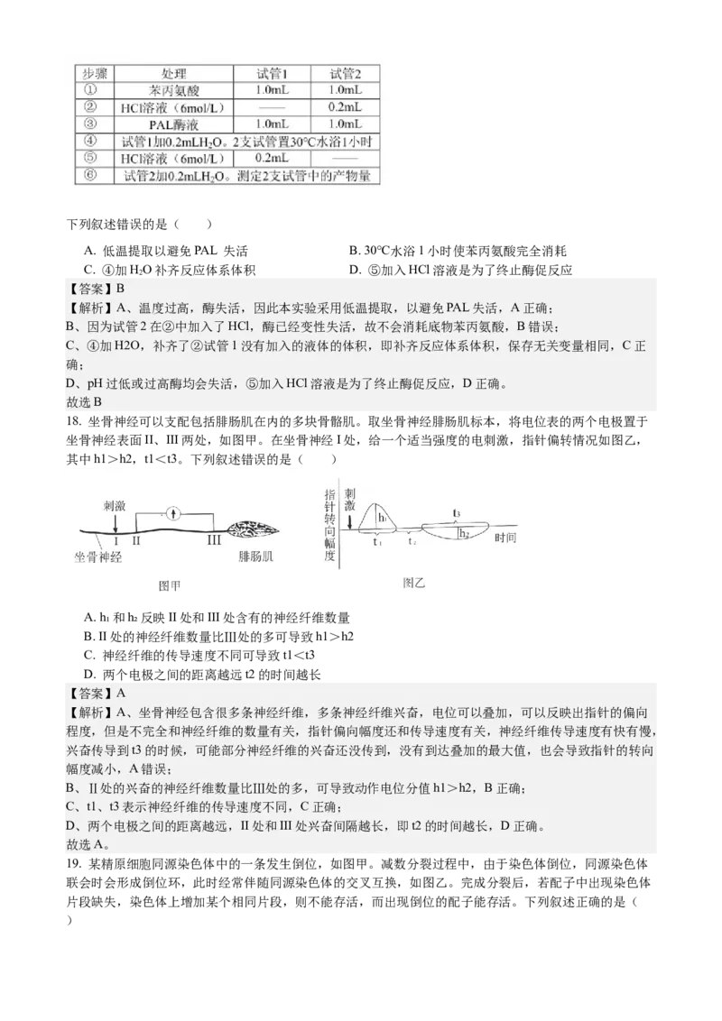 浙江生物-1月-答案-p_近10年高考真题汇编（必刷）_2024年高考真题_高考真题（截止6.29）_其他地方卷（目前搜集不完整）_浙江卷（1月全，6月化、通用技术、信息技术）