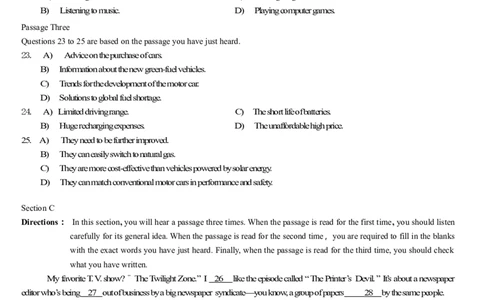 2015年6月大学英语四级真题（三）_英语四六级整合_英语四六级真题版本二此版为主此文件夹会持续更新_四级真题_1.四级真题+答案解析+听力音频(1989-2025)_2015年_2015年06月CET4