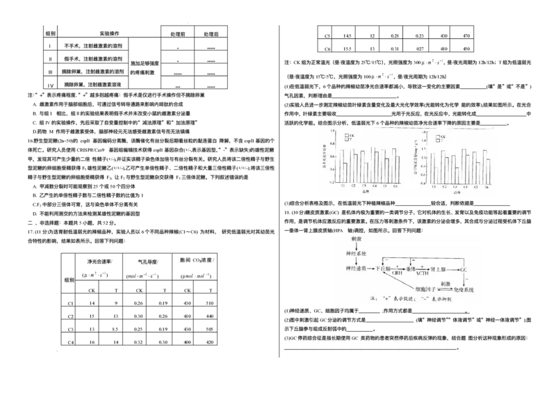 山西省天一四省联考2025-2026学年高三上学期1月月考生物试题(1)_2026年1月_260113天一小高考2026届高三（上）四省1月联考_天一四省联考2026届高三上学期1月月考生物试题+答案