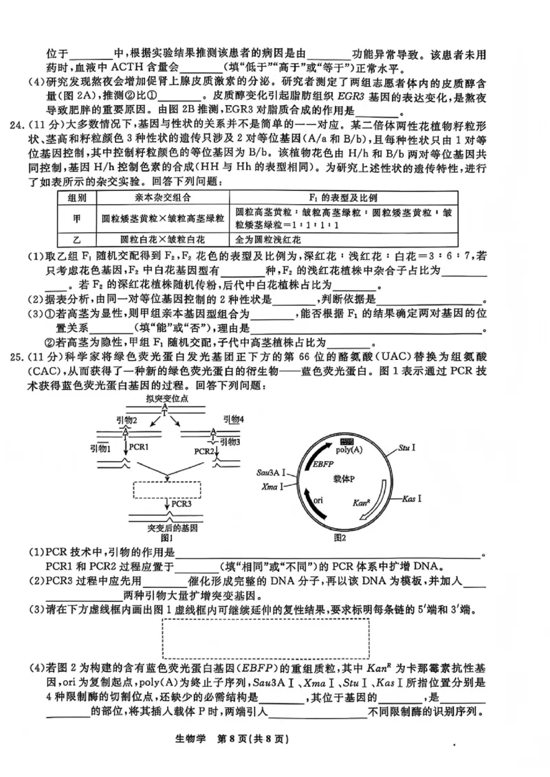 生物试题卷-吉林省吉林地区普通高中2025-2026学年度高中毕业年级2026届高三第二次调研测试（吉林二调）(1.15-1.17)(1)_2026年1月