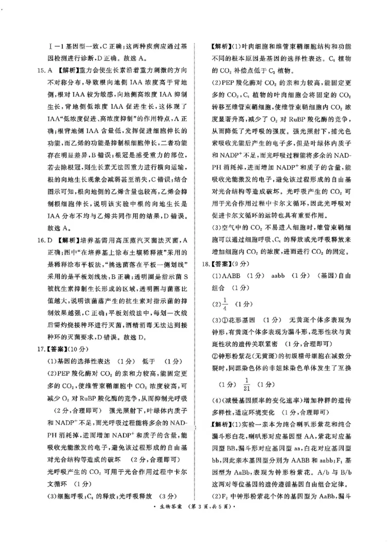 生物答案(1)(1)_2026年1月_260115河南省青桐鸣大联考2025-2026学年高三上学期1月月考（全科）_河南省青桐鸣大联考2025-2026学年高三上学期1月月考生物试题含答案
