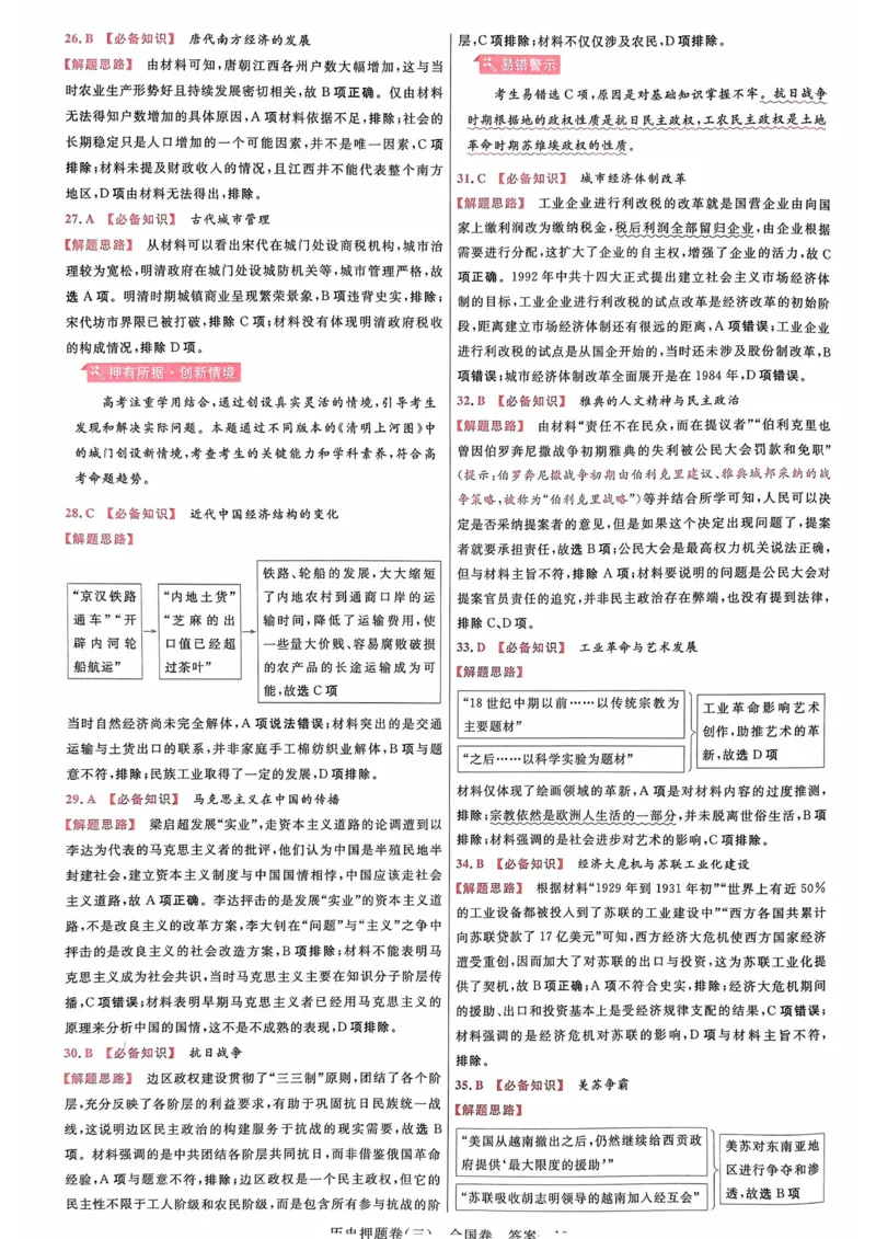 历史答案_2023高考押题卷_2023版天星金考卷最后一卷_全国卷版_最后一卷&middot;历史
