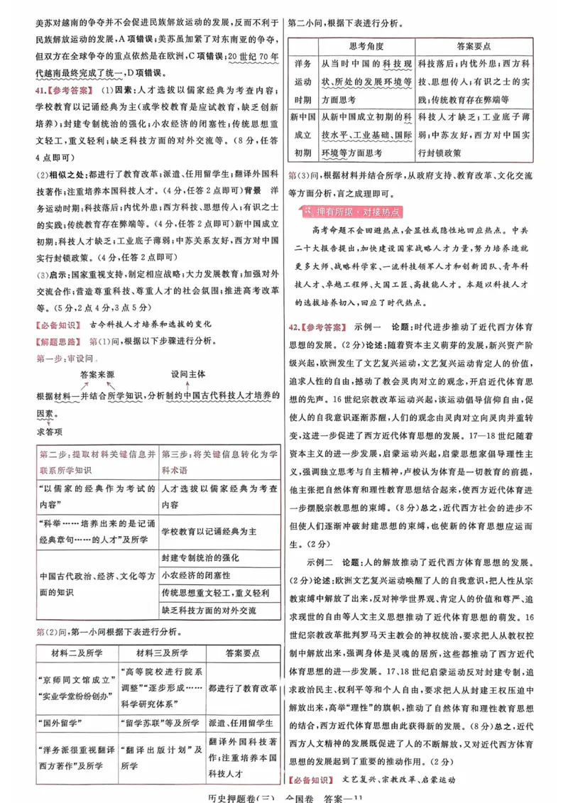 历史答案_2023高考押题卷_2023版天星金考卷最后一卷_全国卷版_最后一卷&middot;历史
