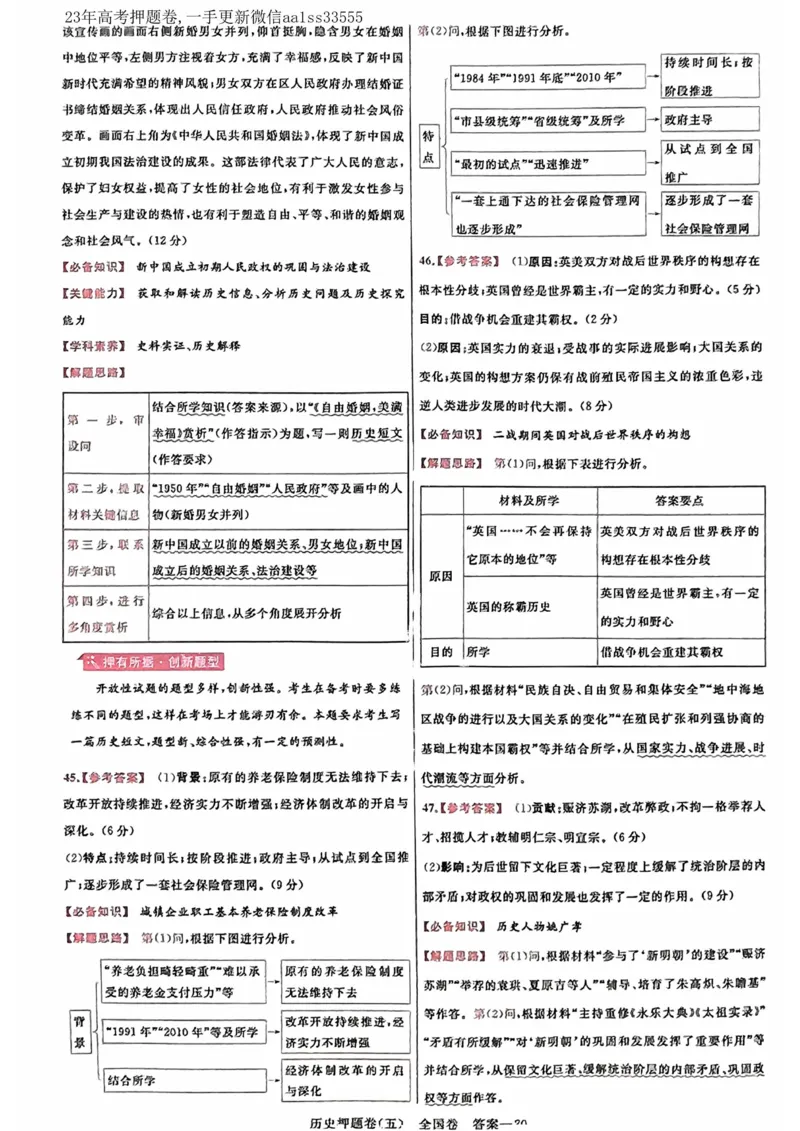 历史答案_2023高考押题卷_2023版天星金考卷最后一卷_全国卷版_最后一卷&middot;历史