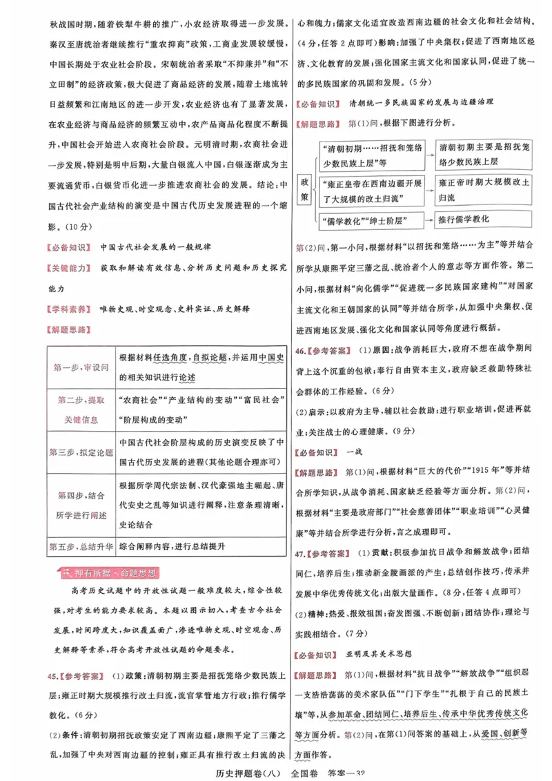 历史答案_2023高考押题卷_2023版天星金考卷最后一卷_全国卷版_最后一卷&middot;历史