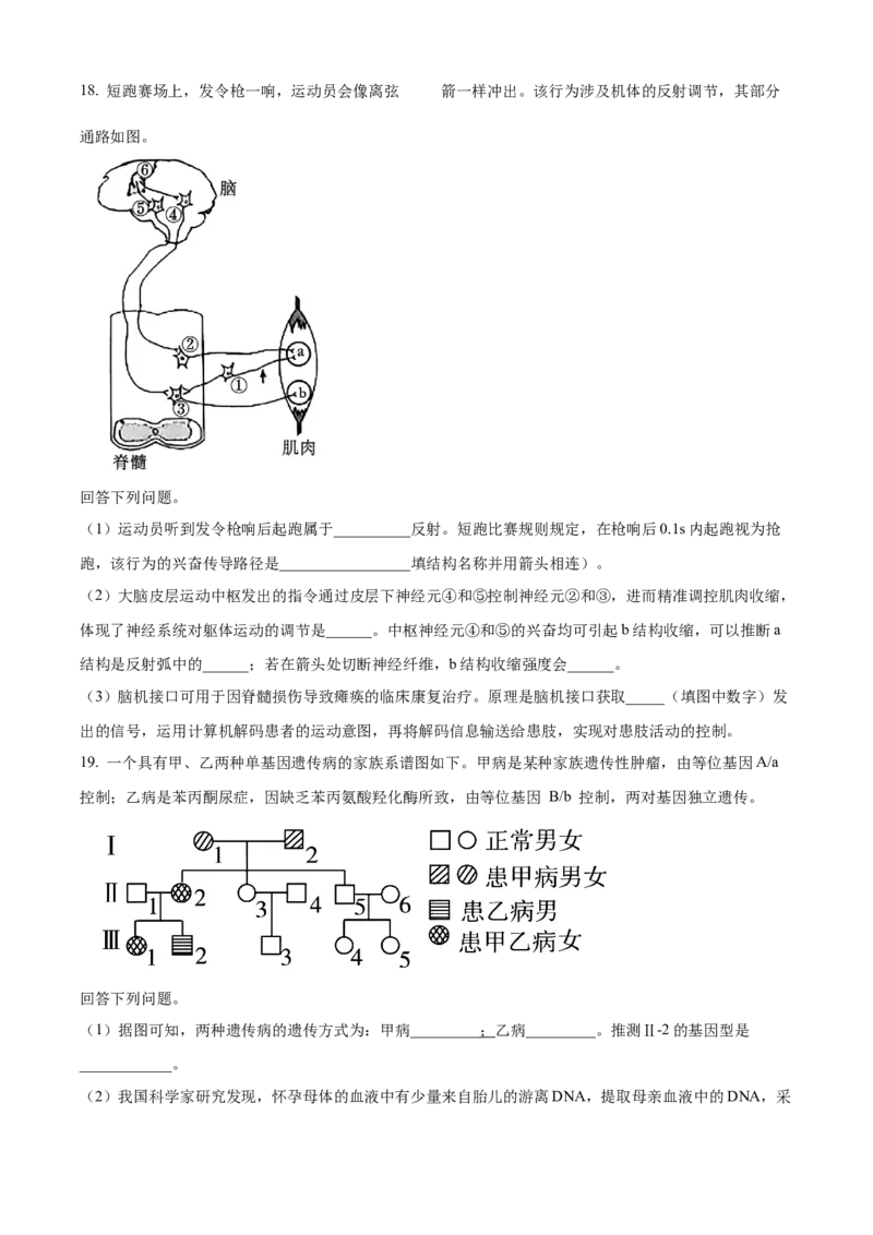 2024年新课标高考真题安徽卷生物试卷（原卷版）_高考真题全网收集_生物学_2024年新高考安徽卷生物高考真题解析（参考版）
