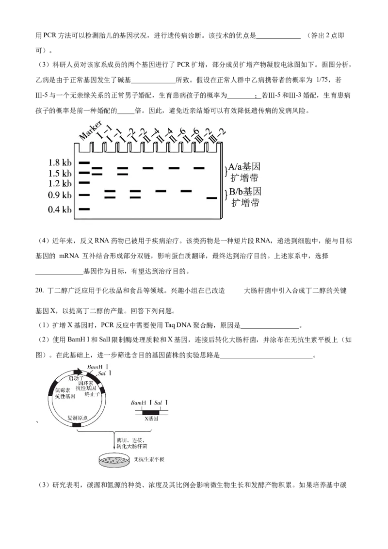 2024年新课标高考真题安徽卷生物试卷（原卷版）_高考真题全网收集_生物学_2024年新高考安徽卷生物高考真题解析（参考版）
