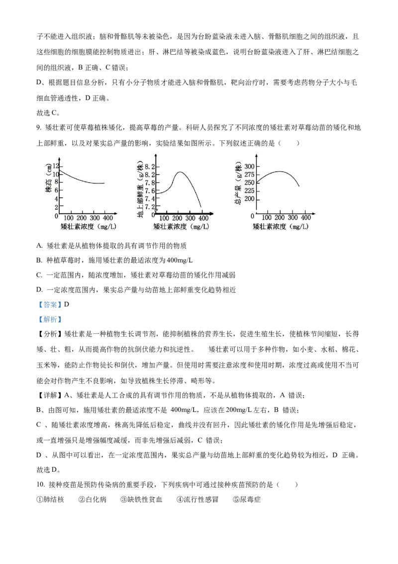 2024年贵州省高考生物真题试卷（解析版）_高考真题全网收集_生物学_2024年新高考贵州卷生物高考真题解析（参考版）