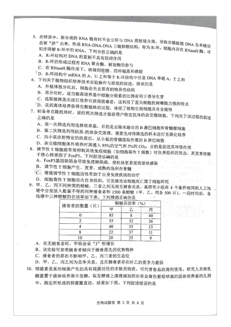 生物试题卷(1)_2026年1月_260124湖南省株洲市2025-2026学年高三上学期一模（湖南株洲一模）（全科）_湖南省株洲市2025-2026学年高三上学期一模生物试题（图片版，含答案）