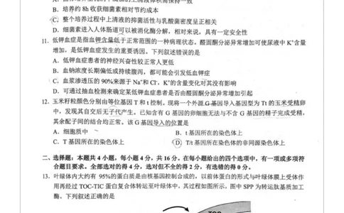 生物试题卷(1)_2026年1月_260124湖南省株洲市2025-2026学年高三上学期一模（湖南株洲一模）（全科）_湖南省株洲市2025-2026学年高三上学期一模生物试题（图片版，含答案）