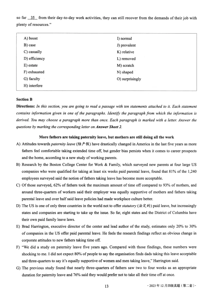 2023.12四级真题第2套可复制可检索_英语四六级整合_英语四六级真题版本二此版为主此文件夹会持续更新_四级真题_1.四级真题+答案解析+听力音频(1989-2025)_2023年_2023年12月CET4