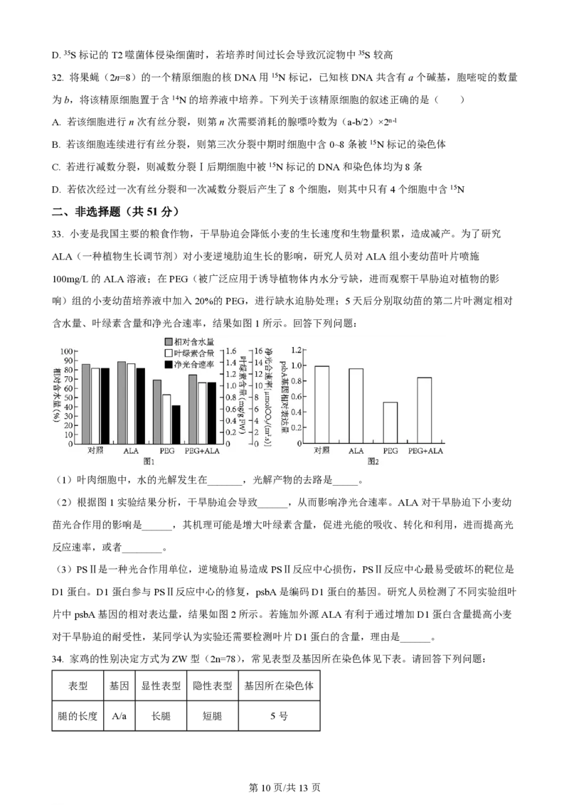 山西大学附属中学2023-2024学年高三上学期10月月考生物(1)_2023年10月_01每日更新_18号_2024届山西省山西大学附属中学高三上学期10月月考