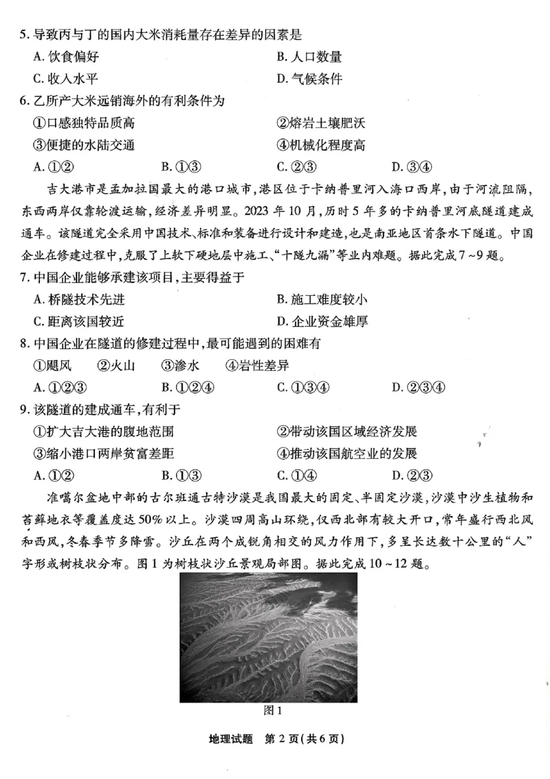 地理试卷_2024年6月(1)_01按日期_01号_2024届重庆市南开中学高三第九次质量检测_重庆市南开中学高2024届高三年级第九次质量检测地理