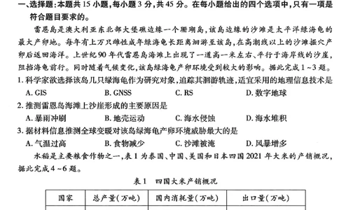 地理试卷_2024年6月(1)_01按日期_01号_2024届重庆市南开中学高三第九次质量检测_重庆市南开中学高2024届高三年级第九次质量检测地理