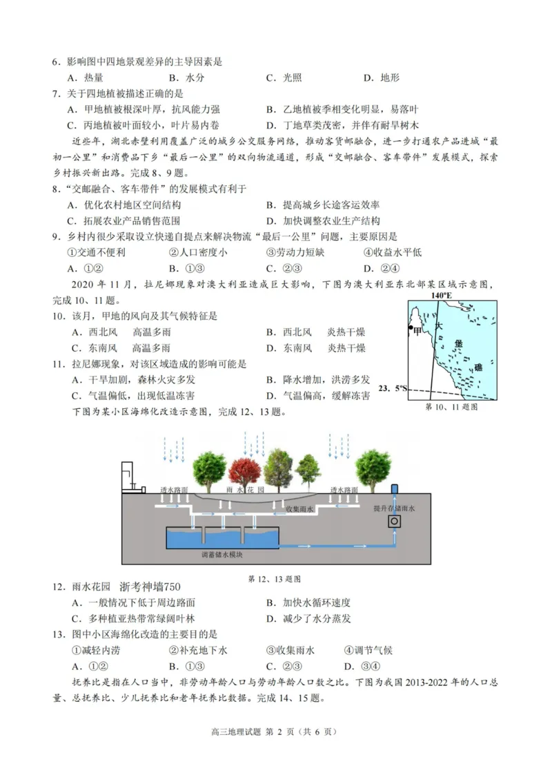 地理卷-2310江浙发展共同体(1)_2023年10月_0210月合集_2024届浙江省高中（县中）发展共同体高三上学期10月联考_浙江省高中（县中）发展共同体2024届高三上学期10月联考（浙江卷）地理