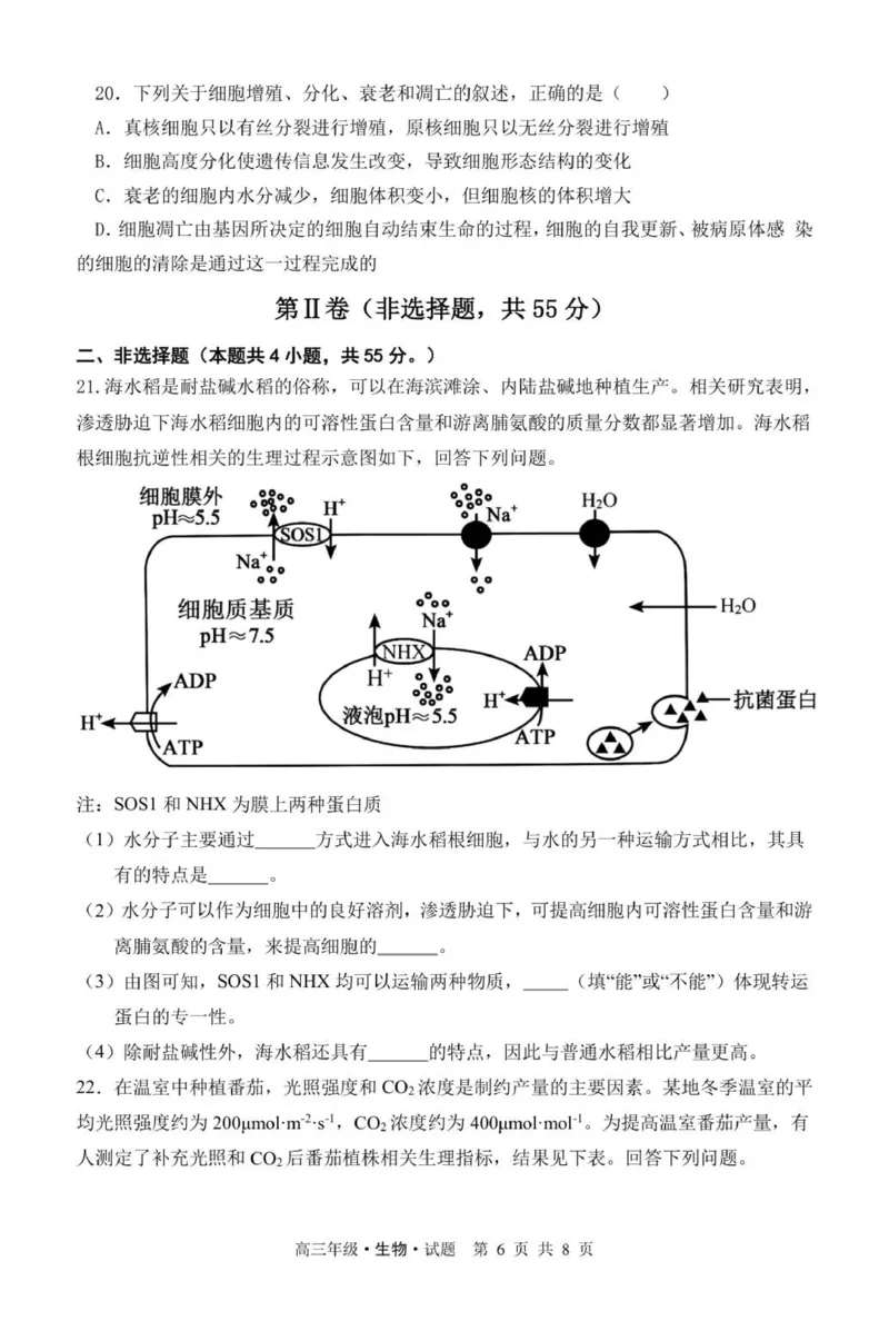高三第一次月考生物试题_2025年10月_251007黑龙江省牡丹江市第二高级中学2025-2026学年高三上学期第一次阶段性测试