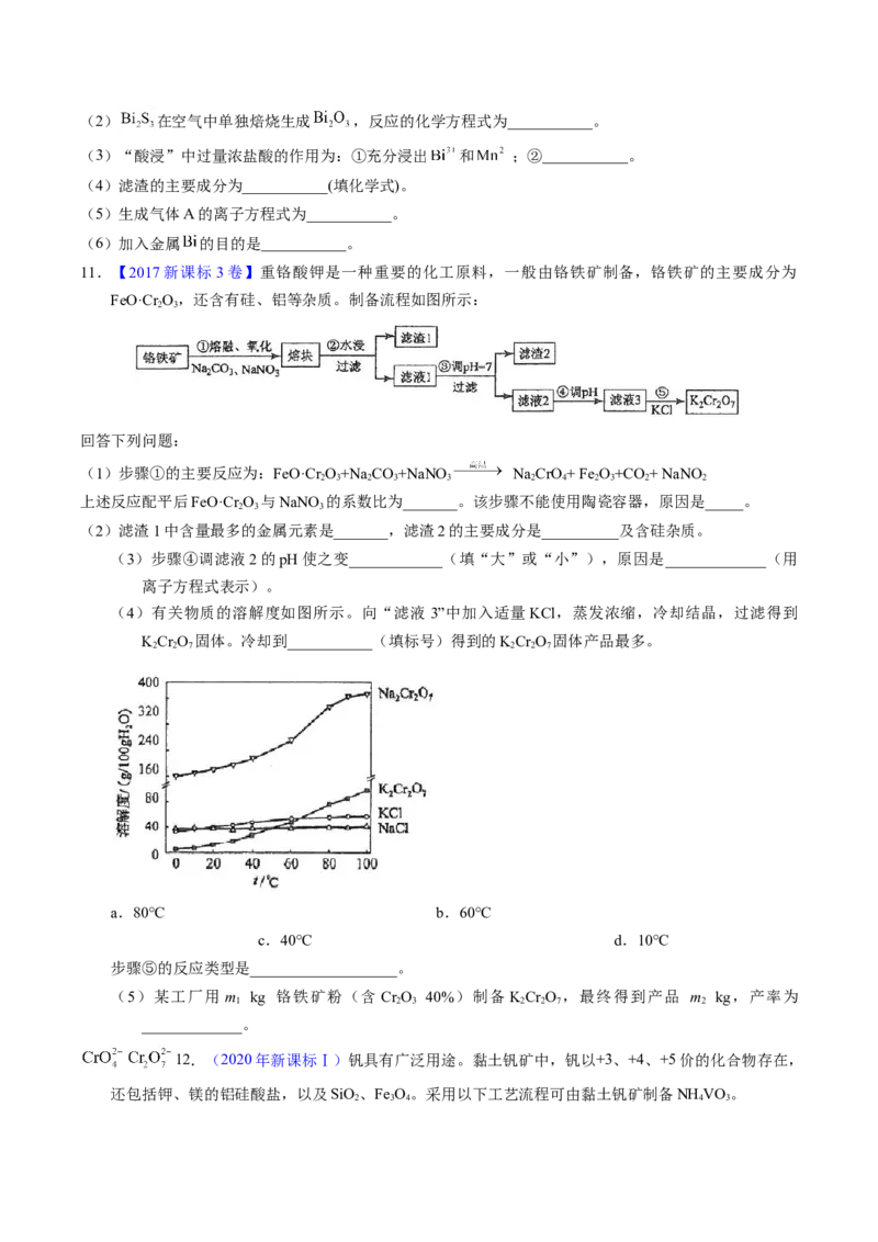 专题96工艺流程&mdash;&mdash;金属元素载体（原卷卷）_近10年高考真题汇编（必刷）_十年（2014-2024）高考化学真题分项汇编（全国通用）_十年（2014-2023）高考化学真题分项汇编（全国通用）