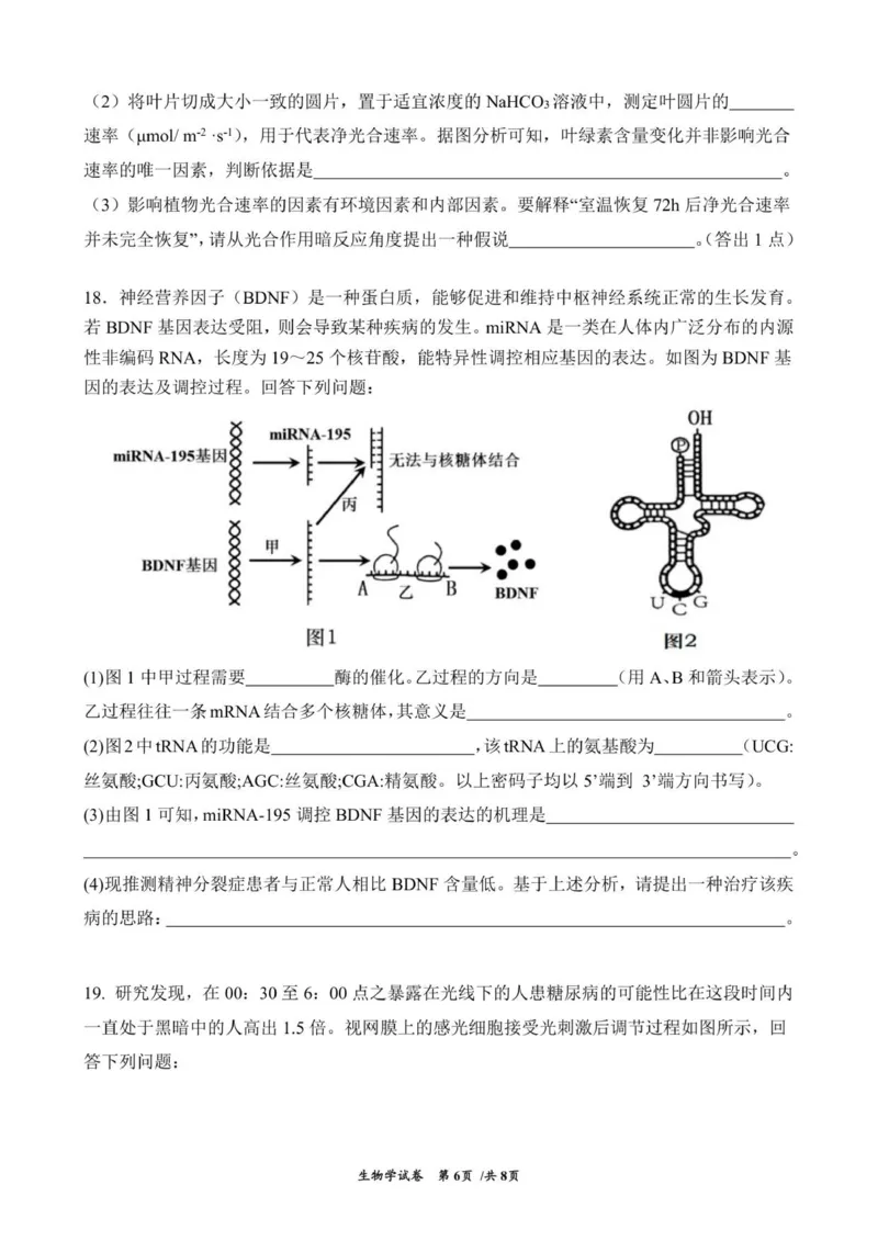 云南省曲靖市第一中学2025-2026学年高三上学期教学质量检测四生物学试题(1)_2026年1月_260104云南省曲靖市第一中学2025-2026学年高三上学期教学质量检查四