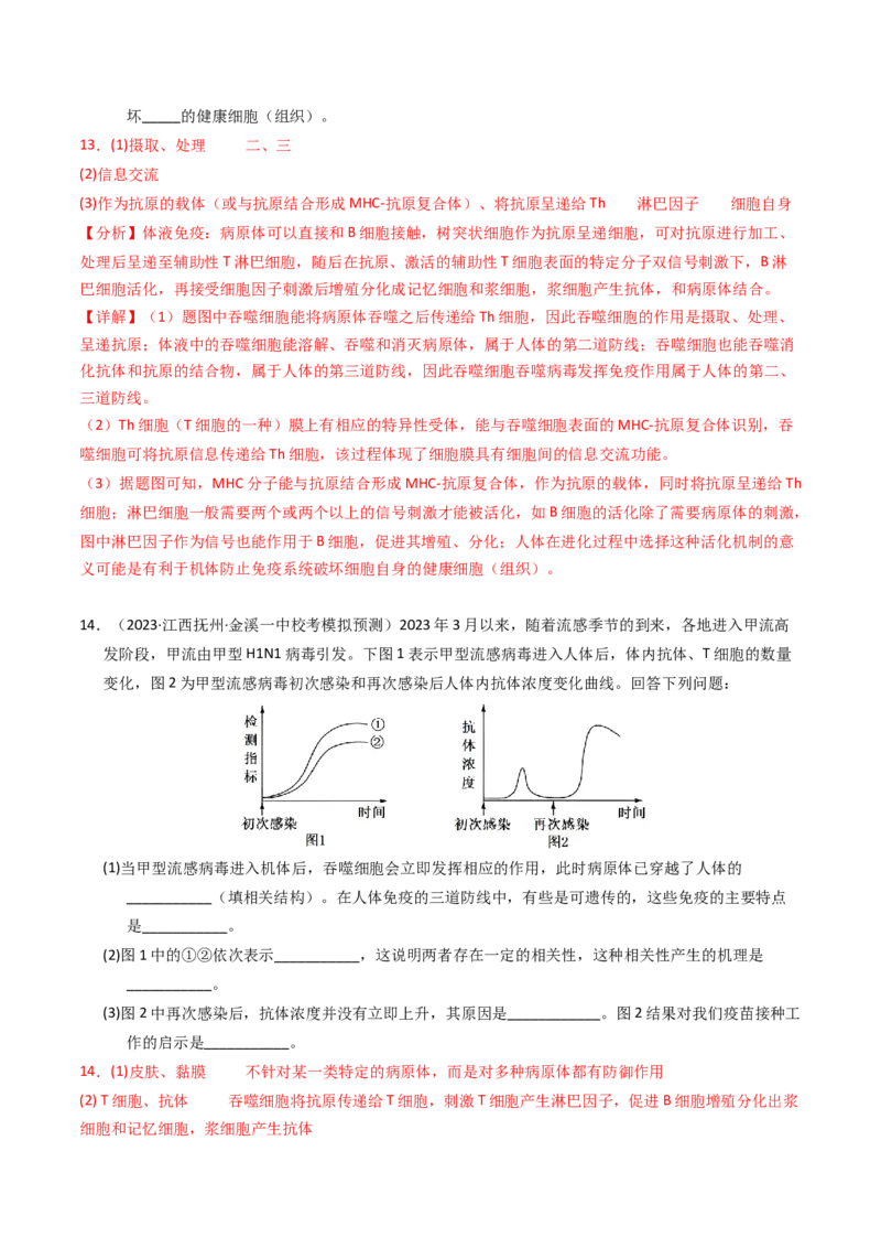 专题14免疫调节（解析卷）_近10年高考真题汇编（必刷）_十年（2014-2024）高考生物真题分项汇编（全国通用）_2023年高考真题和模拟题生物分项汇编（全国通用）