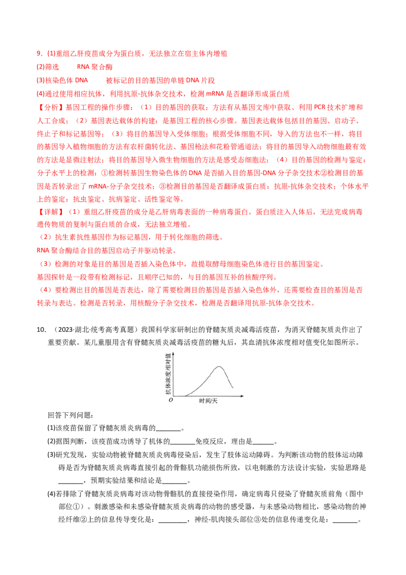 专题14免疫调节（解析卷）_近10年高考真题汇编（必刷）_十年（2014-2024）高考生物真题分项汇编（全国通用）_2023年高考真题和模拟题生物分项汇编（全国通用）