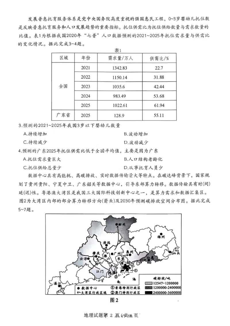 地理-四川省绵阳市2023级(2026届)高三第二次诊断考试（A卷）(1)_2026年1月_260124四川省绵阳市2023级(2026届)高三第二次诊断考试（A卷）（全科）