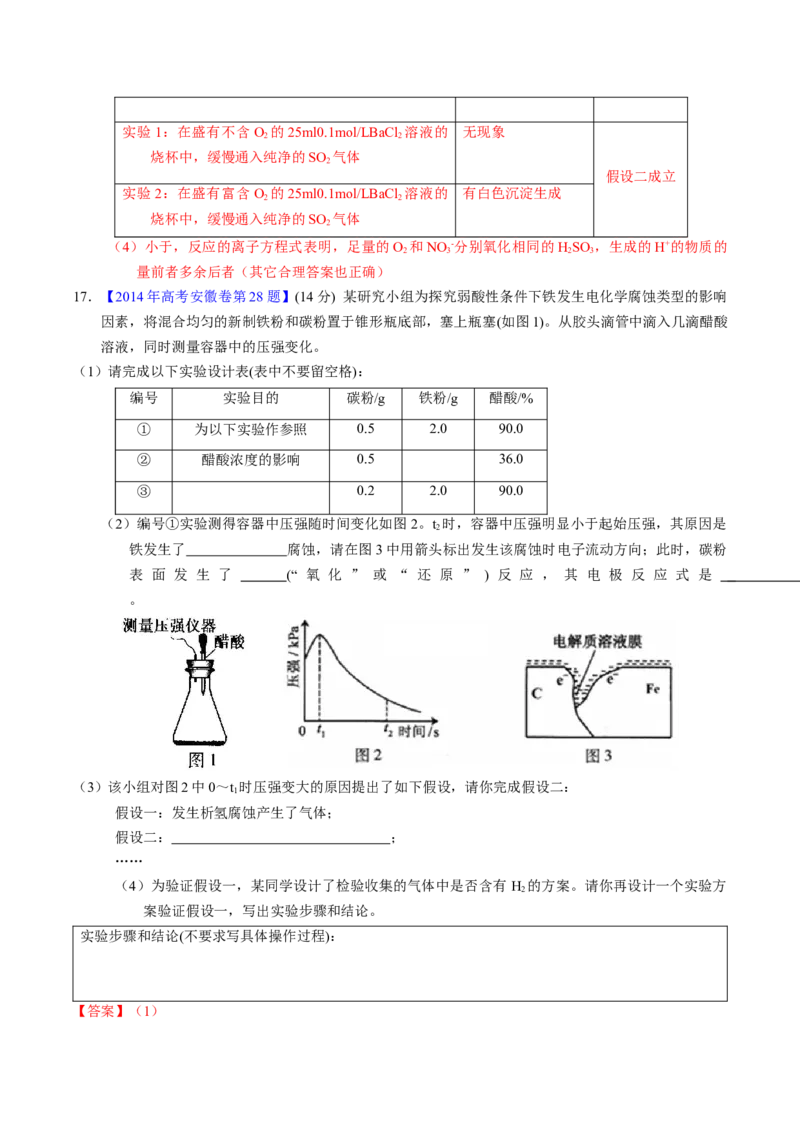 专题91性质原理探究性综合实验（解析卷）_近10年高考真题汇编（必刷）_十年（2014-2024）高考化学真题分项汇编（全国通用）_十年（2014-2023）高考化学真题分项汇编（全国通用）