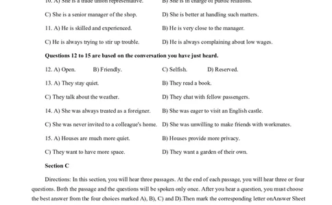 2016年12月四级真题（第一套）_英语四六级整合_英语四六级真题版本二此版为主此文件夹会持续更新_四级真题_1.四级真题+答案解析+听力音频(1989-2025)_2016年_2016年12月CET4_02、真题word版
