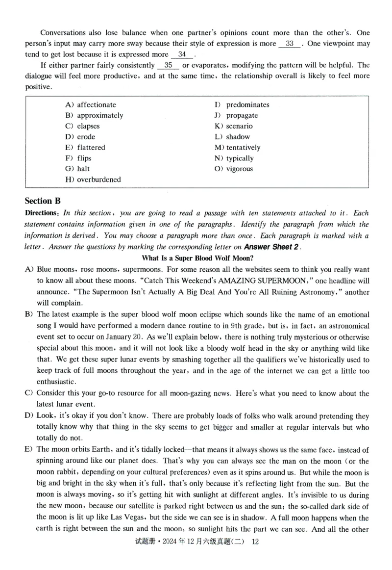 2024.12六级真题第2套_英语四六级整合_英语四六级真题版本一此版本可作为补充_大学英语CET6_X0_01-六级历年真题及答案解析+听力音频_2024年12月CET6题+解+音频新