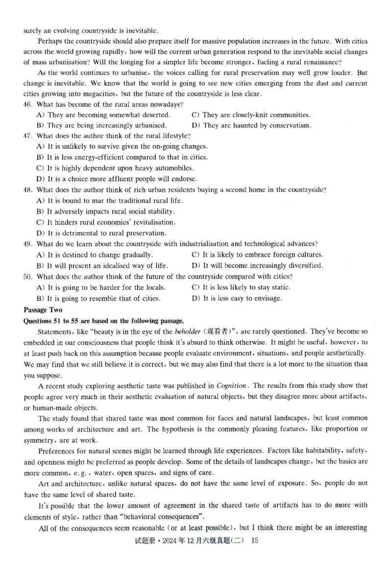 2024.12六级真题第2套_英语四六级整合_英语四六级真题版本一此版本可作为补充_大学英语CET6_X0_01-六级历年真题及答案解析+听力音频_2024年12月CET6题+解+音频新