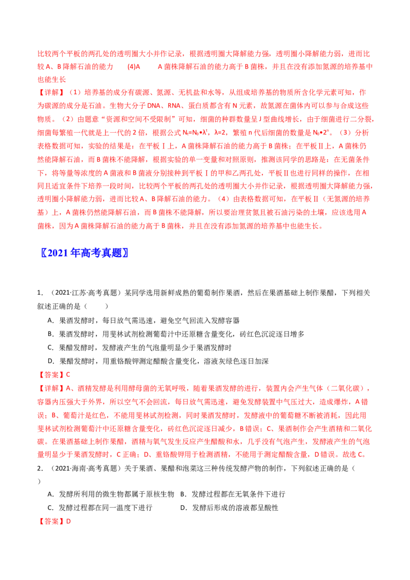 专题23发酵工程（解析卷）_近10年高考真题汇编（必刷）_十年（2014-2024）高考生物真题分项汇编（全国通用）_十年（2014-2023）高考生物真题分项汇编（全国通用）