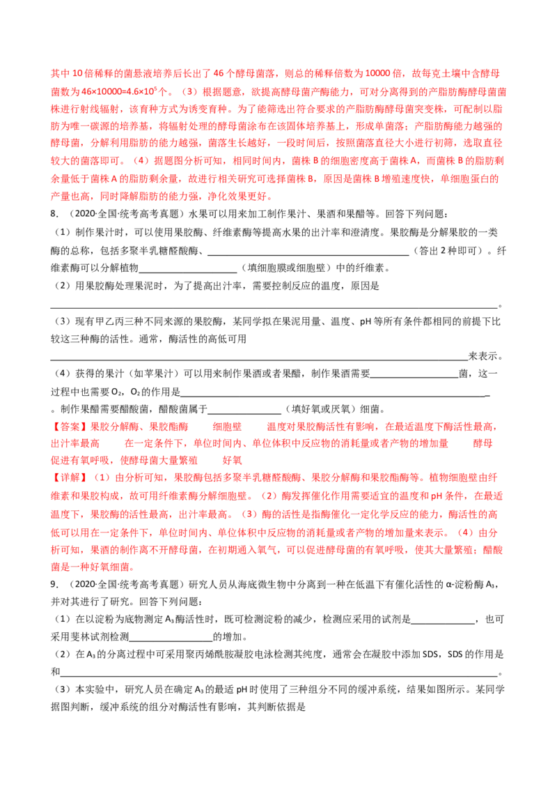 专题23发酵工程（解析卷）_近10年高考真题汇编（必刷）_十年（2014-2024）高考生物真题分项汇编（全国通用）_十年（2014-2023）高考生物真题分项汇编（全国通用）
