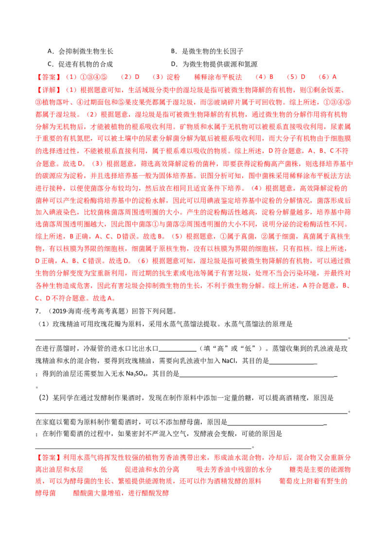 专题23发酵工程（解析卷）_近10年高考真题汇编（必刷）_十年（2014-2024）高考生物真题分项汇编（全国通用）_十年（2014-2023）高考生物真题分项汇编（全国通用）