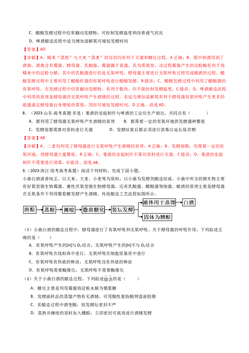 专题23发酵工程（解析卷）_近10年高考真题汇编（必刷）_十年（2014-2024）高考生物真题分项汇编（全国通用）_十年（2014-2023）高考生物真题分项汇编（全国通用）
