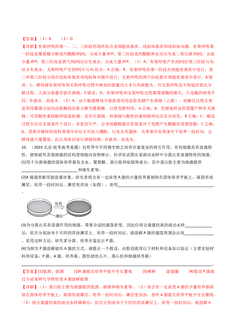 专题23发酵工程（解析卷）_近10年高考真题汇编（必刷）_十年（2014-2024）高考生物真题分项汇编（全国通用）_十年（2014-2023）高考生物真题分项汇编（全国通用）